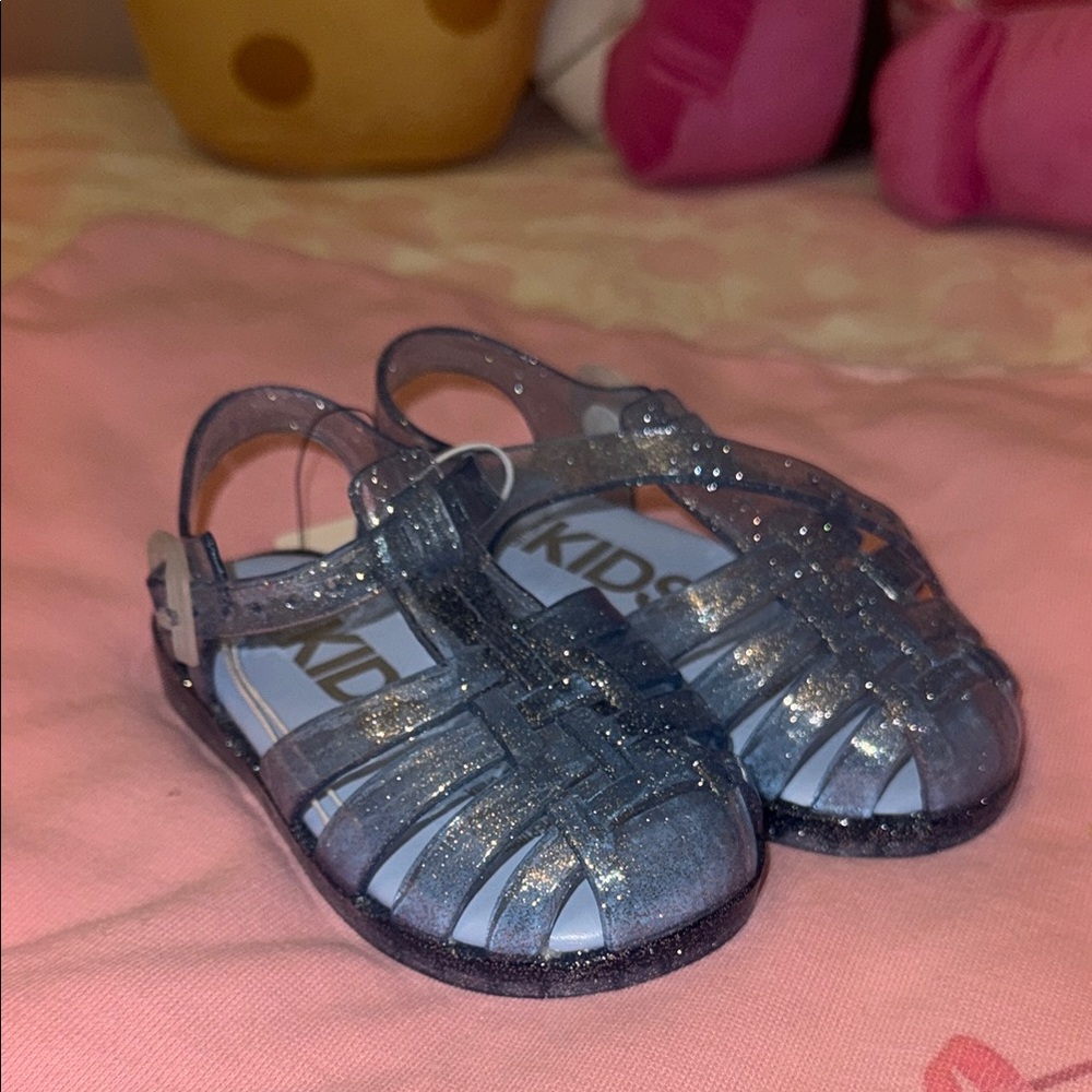 Kids Glittery Blue Jelly Sandals